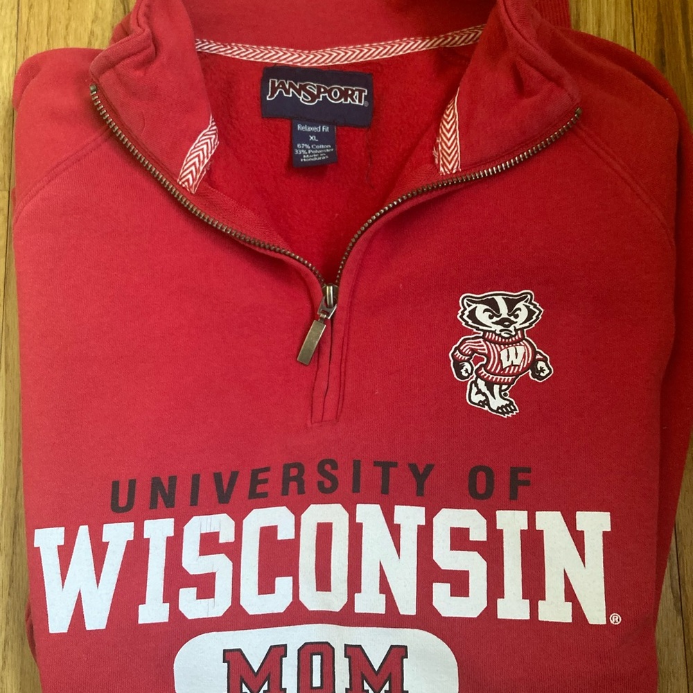 Jansport Red University of Wisconsin Quarter-Zip Sweatshirt